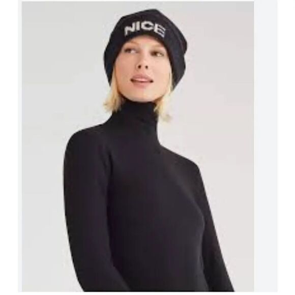 7 for all mankind naughty nice slouch beanie ⚫️ super soft ⚫️ NWT - Picture 2 of 8